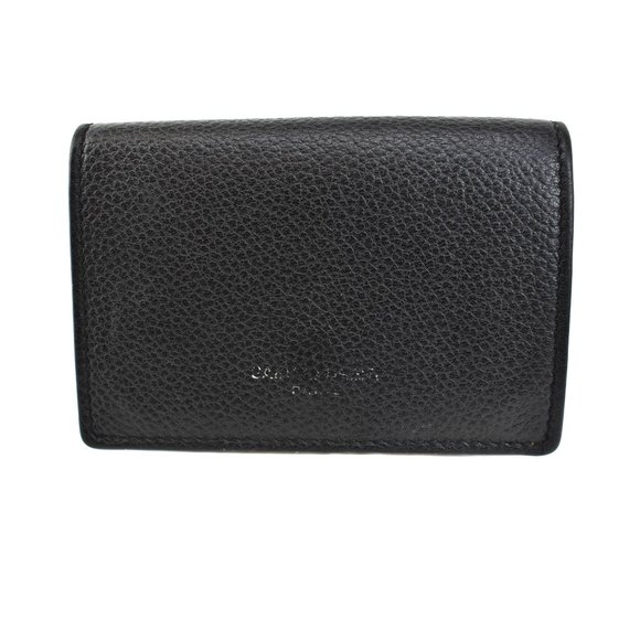 Yves Saint Laurent Handbags - SAINT LAURENT Black Leather & Logo Small Wallet mn